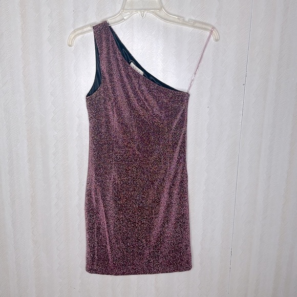 BLVD COLLECTION ONE SHOULDER PINK METALLIC DRESS SIZE SMALL - Picture 3 of 7